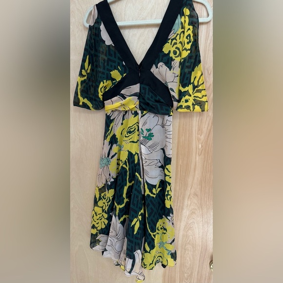 Diane Von Furstenberg Yellow and Black Floral Midi Dress - Picture 11 of 14